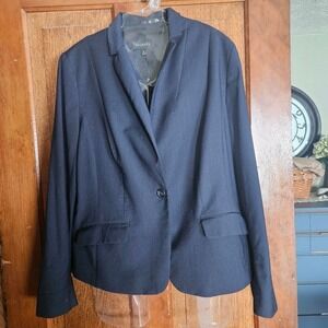 Talbots Navy Blue Wool Laine Blend Blazer Jacket - Size 14 - Career Classic